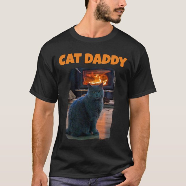 T-shirt Cheminée British Shorthair Cat Daddy Kitty (Devant)