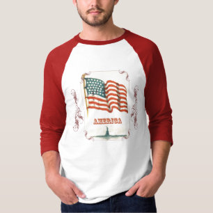 T-shirt CHEMINÉE DU Drapeau vintage D'Amérique