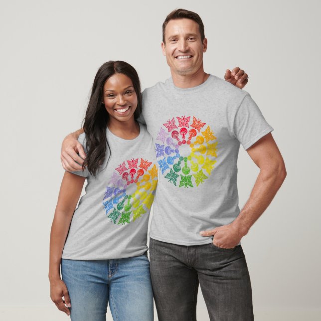T-shirt Chemise à champignon arc-en-ciel (Unisexe)