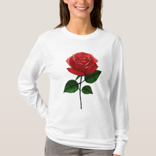 T-shirt Chemise à croquis de bourgeon de rose en fleurs