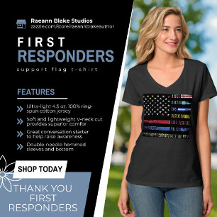 T-shirt Chemise à drapeau de soutien aux premiers interven