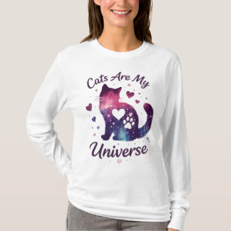 T-shirt Chemise à manches longues Chat sont mon univers Ga