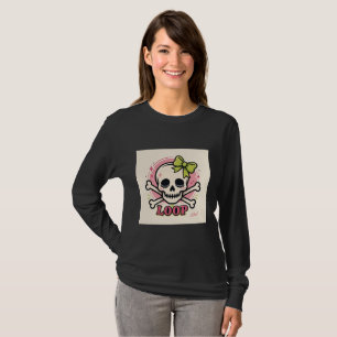 T-shirt Chemise à manches longues crâne en boucle mignonne