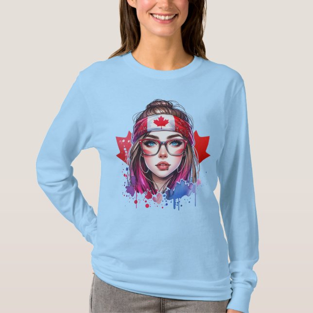T-shirt Chemise à manches longues pour fille canadienne (Devant)