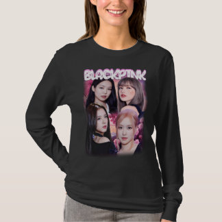 T-shirt Chemise à manches longues rose-noir