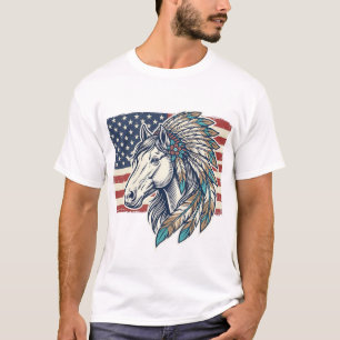 T-shirt Chemise à motif vectoriel vintage de cheval patrio