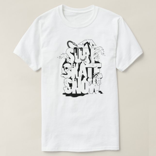 T-shirt Chemise à neige de patinage de surf (Design devant)