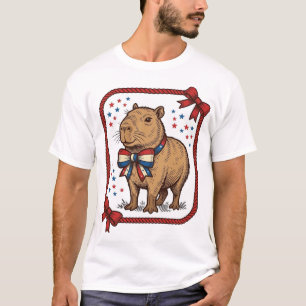 T-shirt Chemise à nœud papillon capybara patriotique vinta