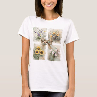 T-shirt Chemise à pinceau à coquette florale