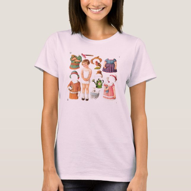 T-shirt Chemise à poupée en papier petite fille (Devant)