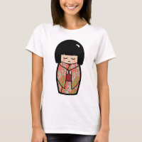 Chemise à poupée japonaise Kawaii Kokeshi (rose)