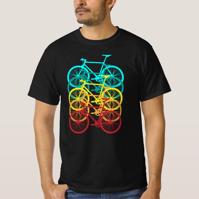 T-shirt Chemise à vélo rétro, Chemise à vélo sur route, Vé (Devant)