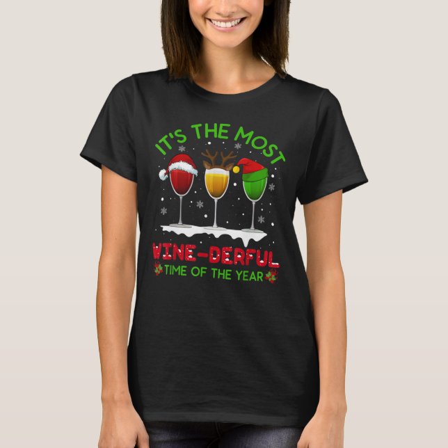 T-shirt Chemise à vin de Noël Xmas Alcool Pyjama (Devant)