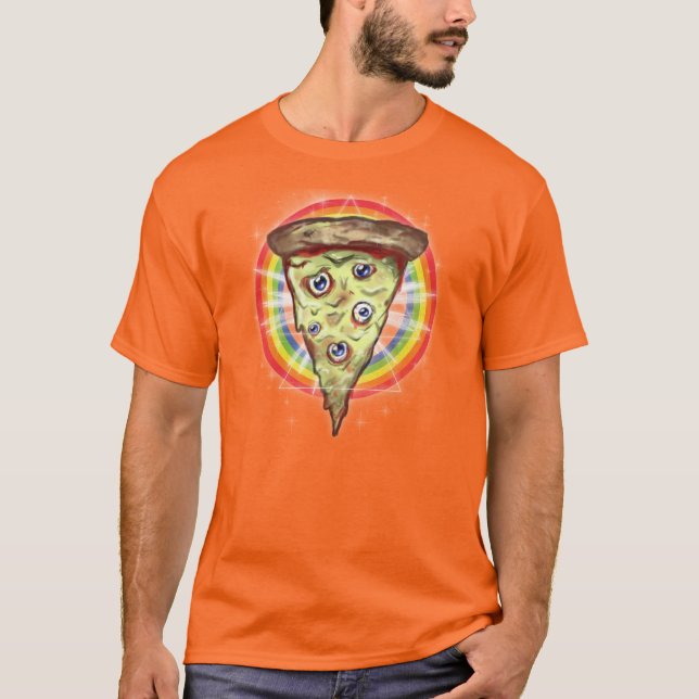 T-shirt Chemise acide Trippy de pizza d'arc-en-ciel (Devant)