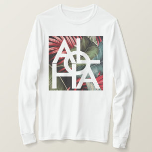 T-shirt Chemise Aloha Moderne Palmier Rouge Hawaï