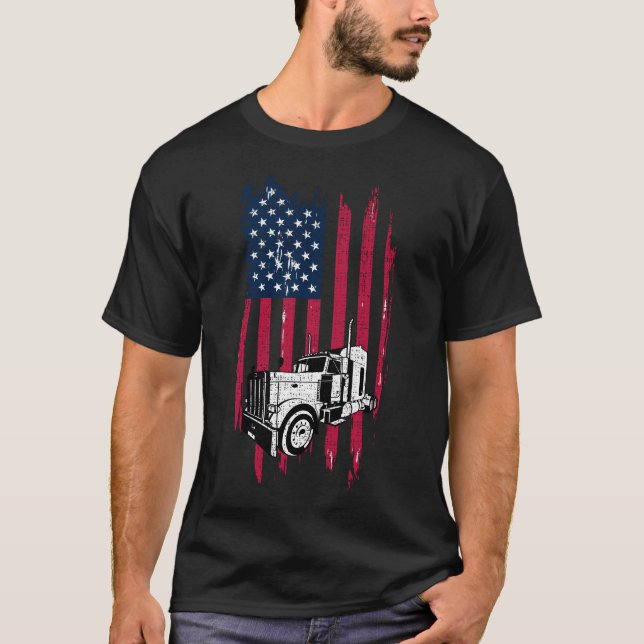T-shirt Chemise américaine patriotique de chauffeur de (Devant)