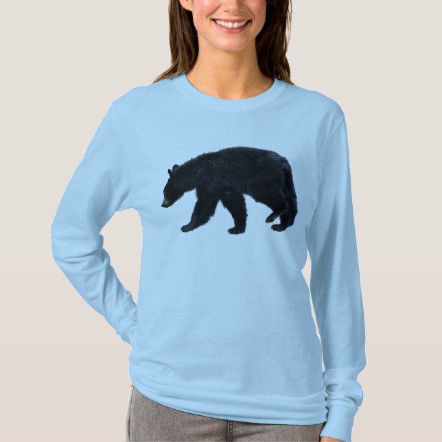 T-shirt Chemise Amoureux des animaux de l'ours noir à pied (Devant)