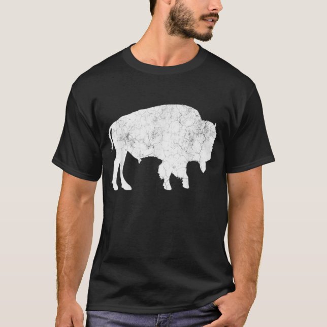 T-shirt Chemise Amoureux des animaux du bison rétro de Buf (Devant)