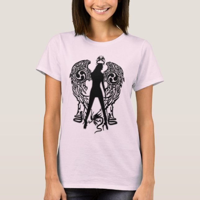 T-shirt Chemise Angel Serpent Emboss Noir (Devant)