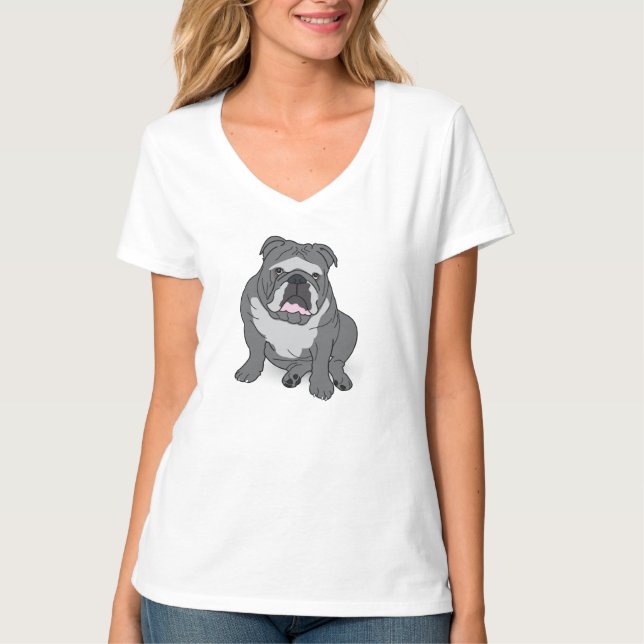T-shirt Chemise anglaise d'illustration de bouledogue (Devant)
