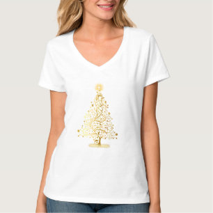 T-shirt Chemise Arbre de Noël Or - blanc