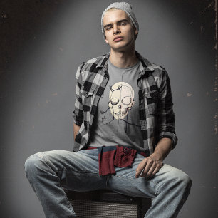 T-shirt Chemise artistique de ligne de crâne masculine - s
