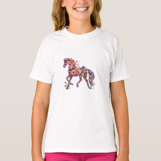 T-shirt Chemise artistique fleur de cheval floral