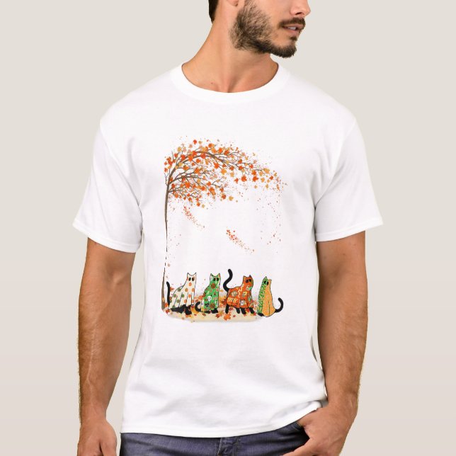 T-shirt Chemise Automne Chat (Devant)