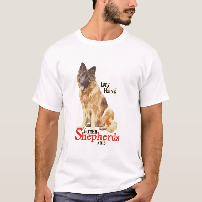 T-shirt Chemise aux cheveux longs de berger allemand (Devant)