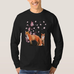 T-shirt Chemise Awesome Foxes Lovers Fleur de Cerisier Jap