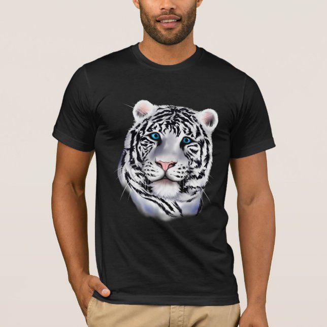 T-shirt Chemise blanche de visage de tigre (Devant)