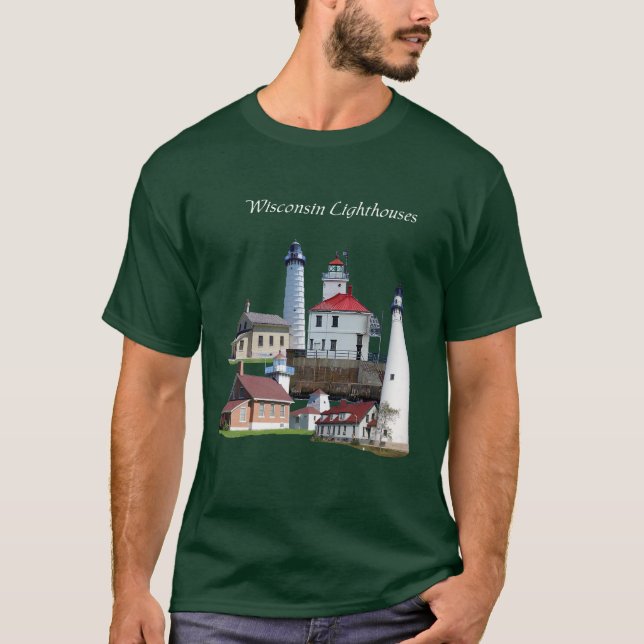 T-shirt Chemise blanche du phare du Wisconsin (Devant)