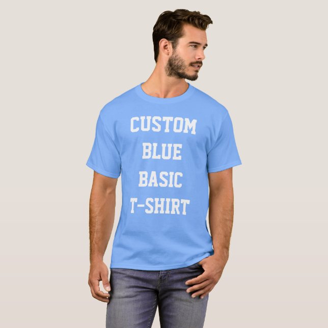 T-shirt Chemise BLEUE BASIQUE PERSONNALISÉE pour homme (Devant entier)