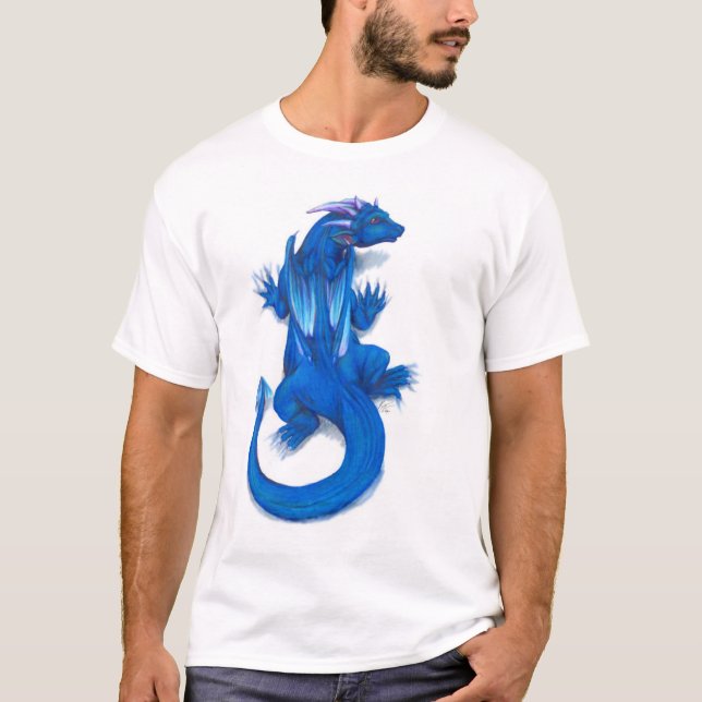 T-shirt Chemise bleue collante de dragon (Devant)