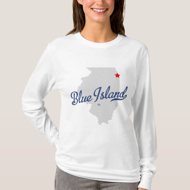 T-shirt Chemise bleue de l'Illinois IL d'île (Devant)