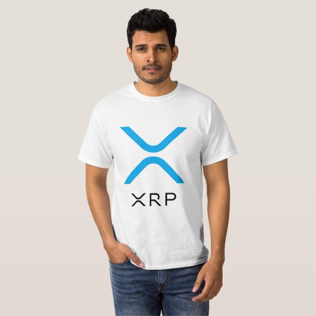 T-shirt Chemise bleue et noire d'ondulation de XRP du logo (Devant entier)