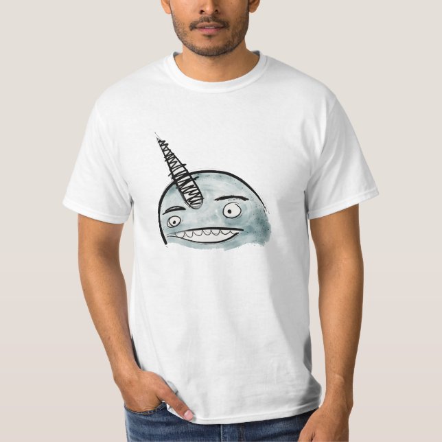 T-shirt Chemise bleue heureuse de valeur de Narwhal (Devant)