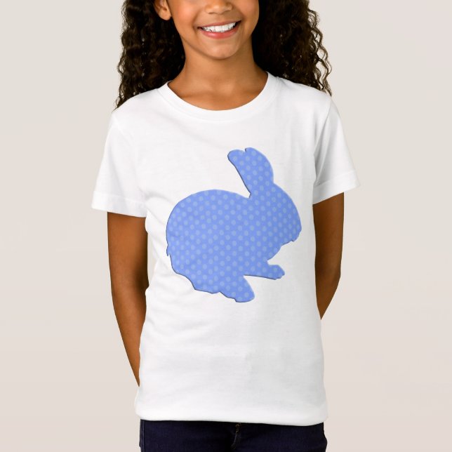 T-Shirt Chemise Bleue Polka Point Silhouette Lapin Pâques (Devant)
