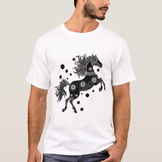 T-shirt Chemise Boho Folk Art Cheval