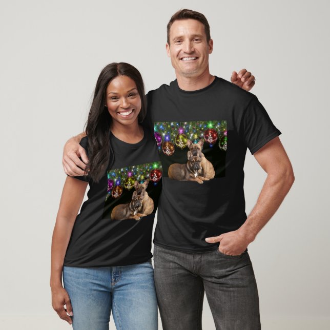 T-shirt Chemise Bouledogue français Noël (Unisexe)