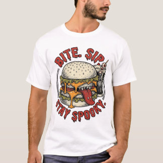 T-shirt Chemise Burger Épouvantable Gravure Vintage Hallow