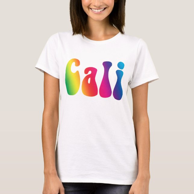 T-shirt Chemise Cali Cravate-Dye California Rainbow Logo (Devant)