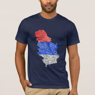 T-shirt Chemise carte de la Serbie couleur du drapeau