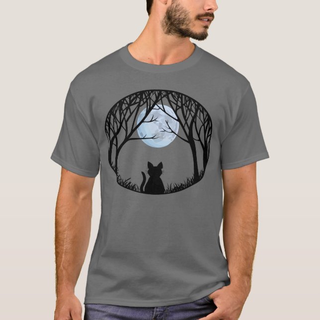 T-shirt Chemise Chat Halloween Chemise Chat Noir Chemise H (Devant)