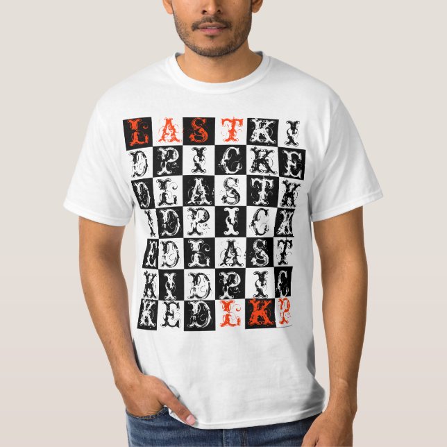 T-shirt Chemise Checkered de lettres sélectionnée dernier (Devant)