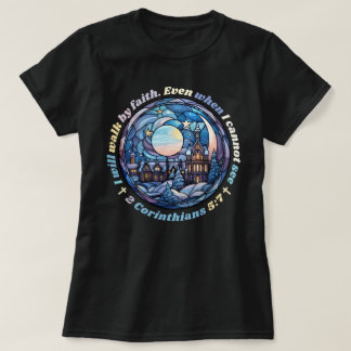 T-shirt Chemise chrétienne, je marcherai par la foi Bible 