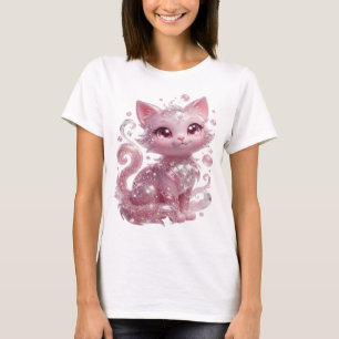 T-shirt Chemise citation CHAT PAILLETÉ Rose ARGENTÉ ludiqu