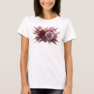T-shirt Chemise citation ROSES ROUGES ET ARGENTÉES Rose Cl