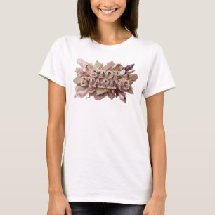 T-shirt Chemise citation rouge drôle STOP REGARDER
