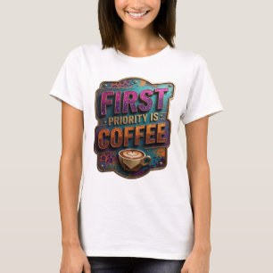 T-shirt Chemise citation Violet LE CAFÉ EST MA PRIORITÉ